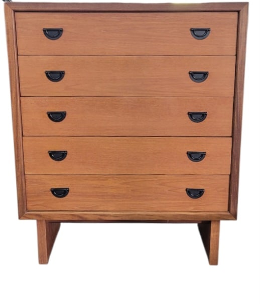 MCM Tall Dresser Black Handles: MCM Tall Dresser Black Handles Signed. Measuring 33 inches wide by 18 inches deep and 40 inches tall.