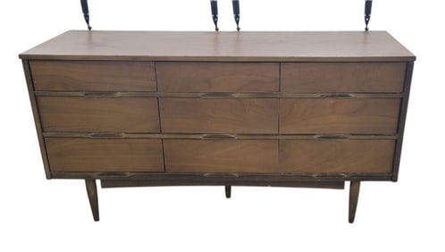 Mid Century Modern Long Dresser With 2 Mirrors