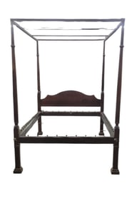 Antique English Signed Tester Rope Bed by Riffemoor