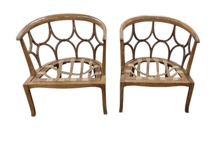 Pair of Mid Century Modern Billy Haines Barrel Arm Chairs