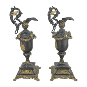 Pair of Bronze Ewers
