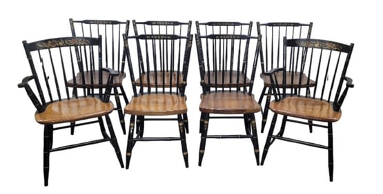 Fine Set 8 Hitchcock Chairs Signed