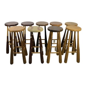 Lot of 9 Vintage Baseball Bar Stools Bat Young Co Brevard, Nc