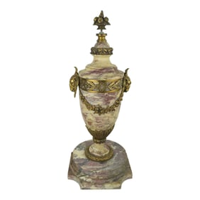 French 19th C. Marble & Bronze Cassolette Urns