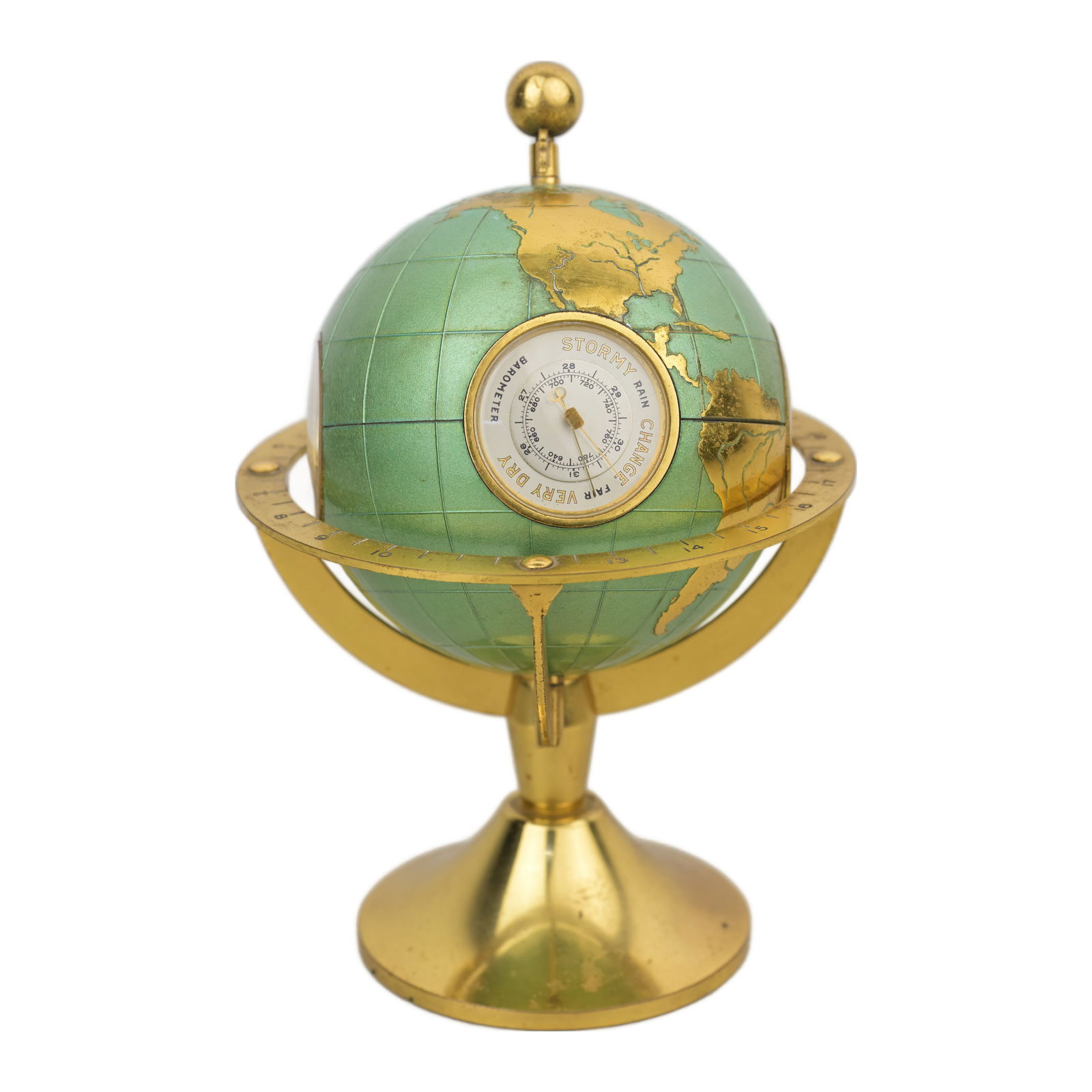 Vintage Angelus Globe Weather Station Desk Clock: Vintage Angelus Globe Weather Station Desk Clock: Dimensions - 8”H x 6” diameter