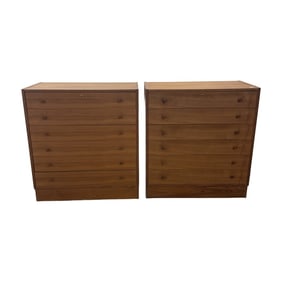 Pair of Teak Danish Mid Century Modern 6-Drawer Dressers