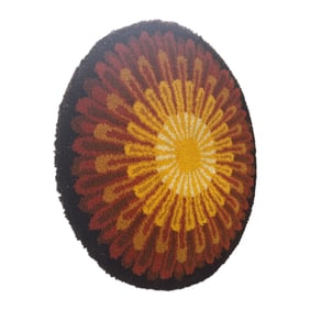 Vintage Mid Century Modern Sun Round Rug Decor Wall Hanging Art