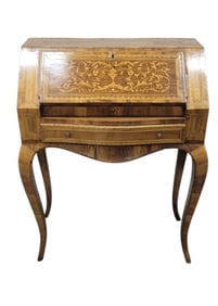 Inlaid Italian Mahogany and Burl Ladies Writing Desk
