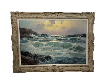 Seascape Framed Oil on Canvas by A. Dzigurski
