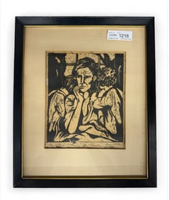 Vellum Framed Woodblock Print 1958