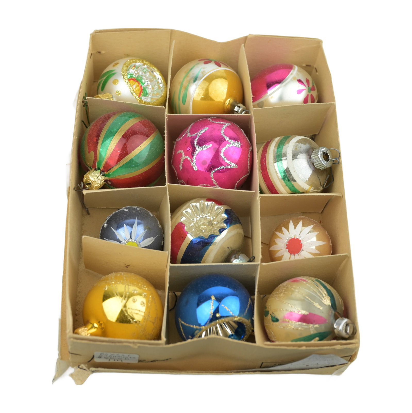 Mercury Christmas Ornaments (Lot of 12) 1960's original Box: Mercury Christmas Ornaments (Lot of 12) 1960's original Box