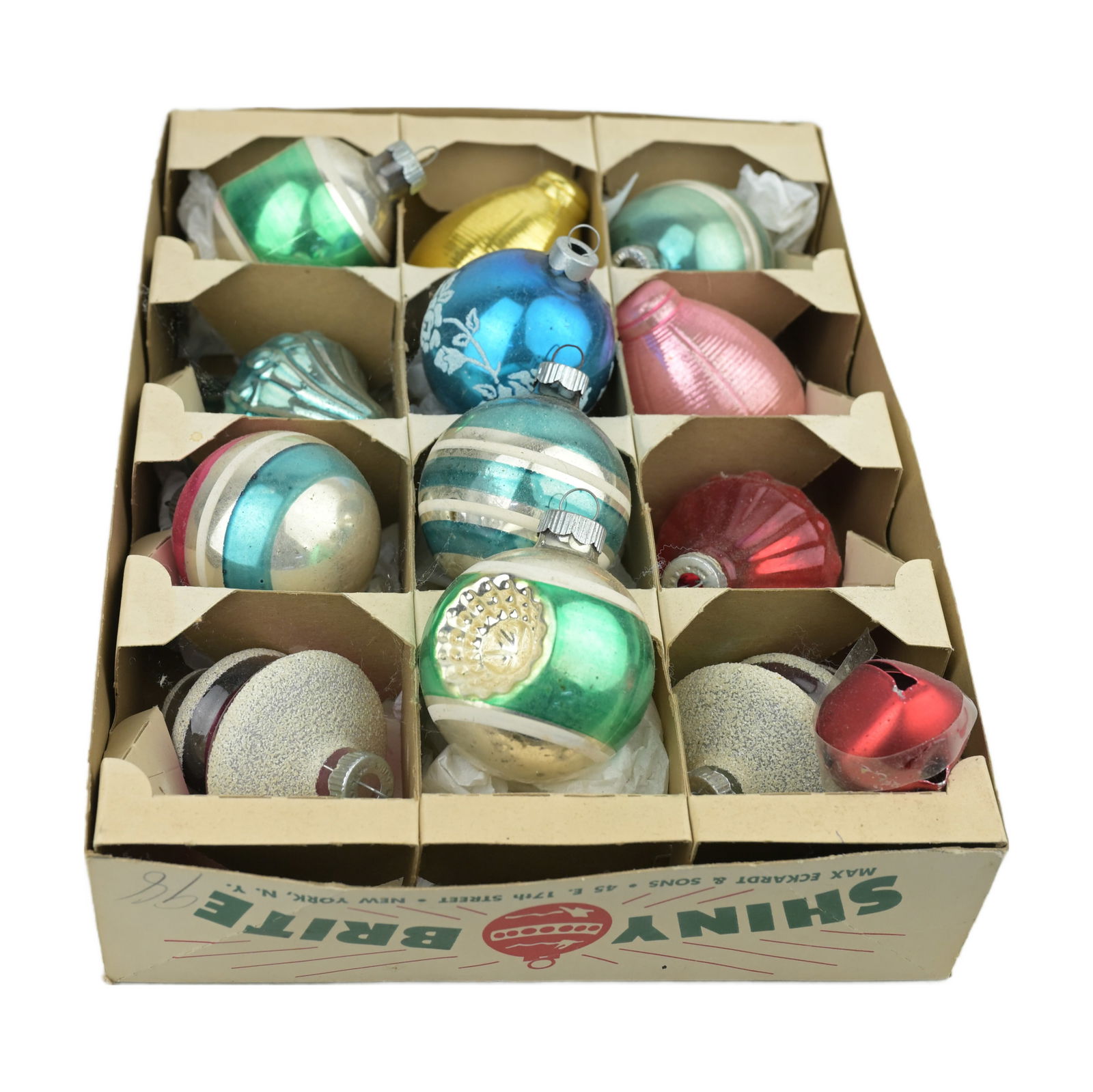 Shiny Brite Mercury Christmas Ornaments (Lot of 12) 1960's original Box: Shiny Brite Mercury Christmas Ornaments (Lot of 12) 1960's original Box