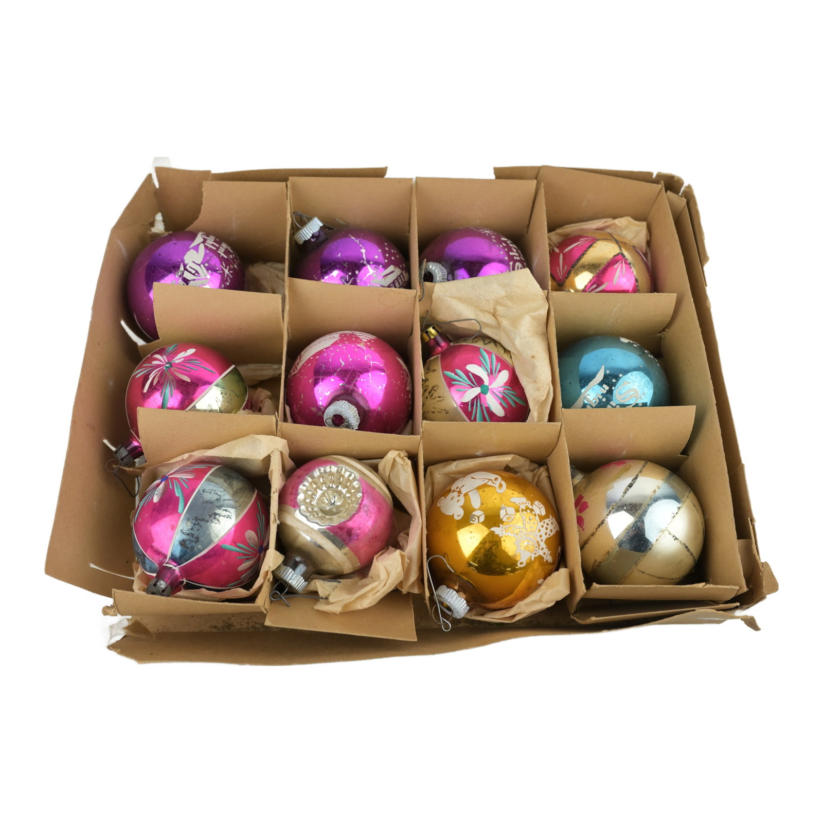 Mid-Century Shiny Brite Christmas Ornaments (1930's): Mid-Century Shiny Brite Christmas Ornaments.. An American glass company created my Max Eckardt in the 1930's (lot of 12)