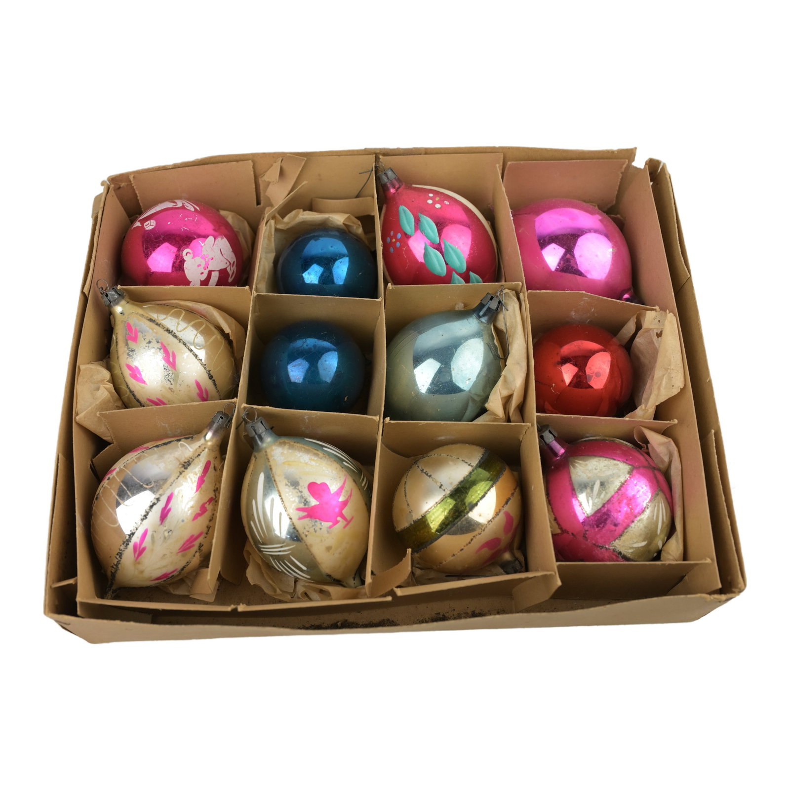Mid-Century Shiny Brite Christmas Ornaments.: Mid-Century Shiny Brite Christmas Ornaments. A colorful Shiny Brite lot created by Max Eckardt in the 1930's