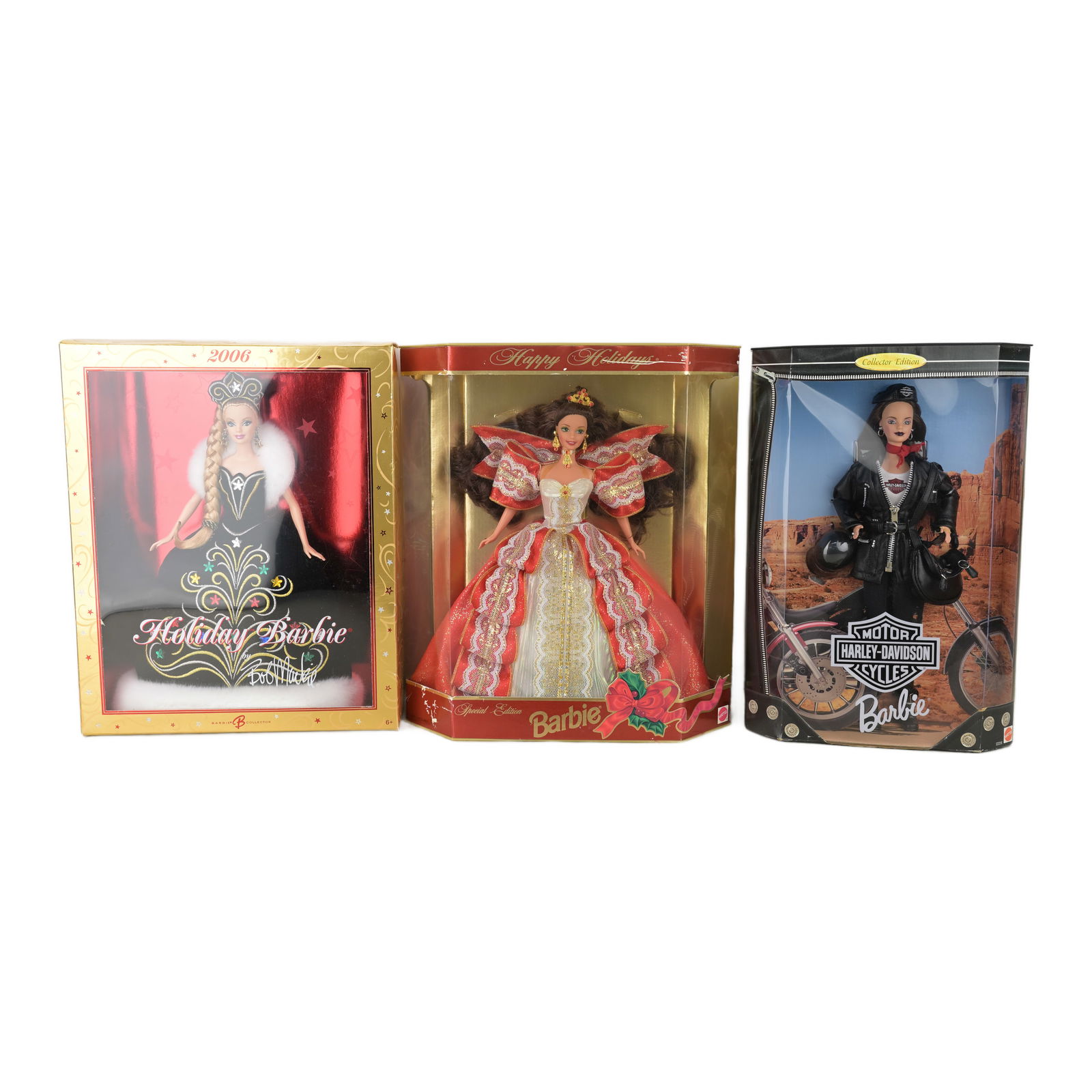 Mattel Barbies Two Holiday Barbies, and One Harley Davidson Barbie (1 of 4)