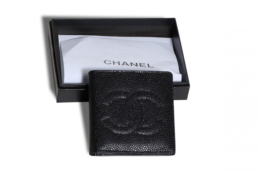 Chanel Black Wallet (Authentic): C C (Coco Chanel) embellishment on front Measures 4.5" x 4.5".