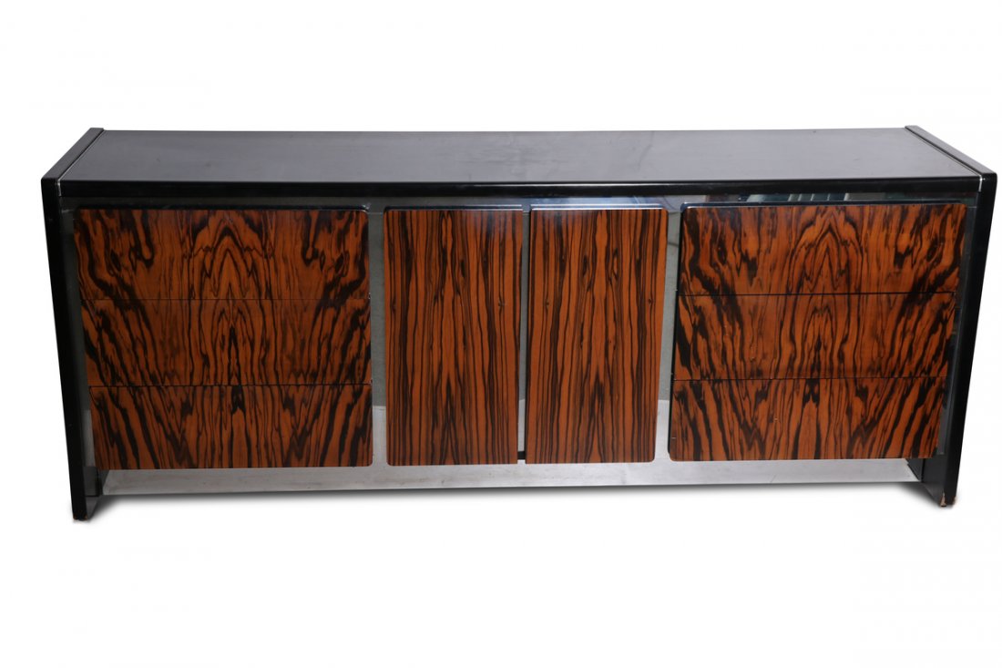 John Stuart 6 piece Rosewood Laquer Bedroom Set: 6 pieces. Includes Highchest, Lowchest, 2 Night Stands & 2 Mirrors