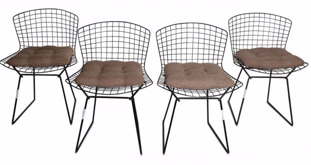 Bertoia Chairs Set of 4: Bertoia Chairs for Knoll. Metal. Measures 29.75" High x 21" Long x 23" Deep x 18.5" Seat Height