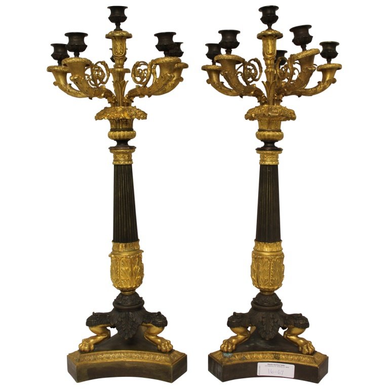 Pair French Empire Gilded Candelabras (1 of 9)