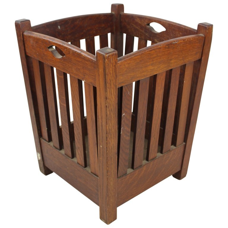 Stickley Bros Co Quaint Arts & Crafts Oak Wastebasket (1 of 7)