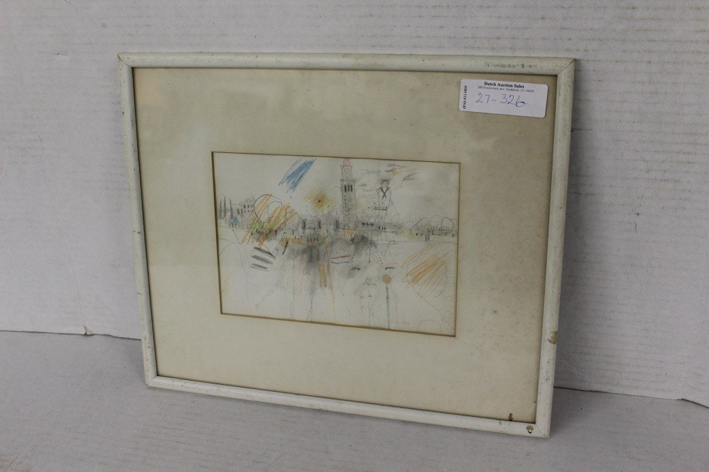 "Venezia" Drawing by Raymond Saunders: Measures 6"h x 8.5"w. In very good condition with very slight foxing to margins (3.25").