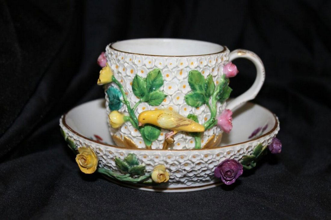 Meissen Tea Cup & Saucer Snowball design. (1 of 3)