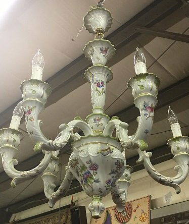 Pair of Porcelain "Style of Herand" Chandeliers.: Porcelain "Style of Herand" Chandeliers 24" High x 24" Wide. Excellent Condition.