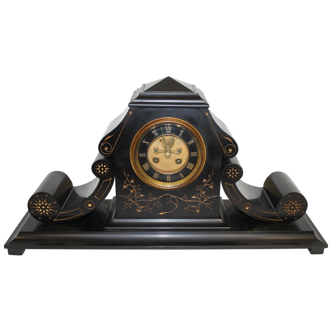 Inlaid Slate Mantel Clock Eastlake style (1 of 7)