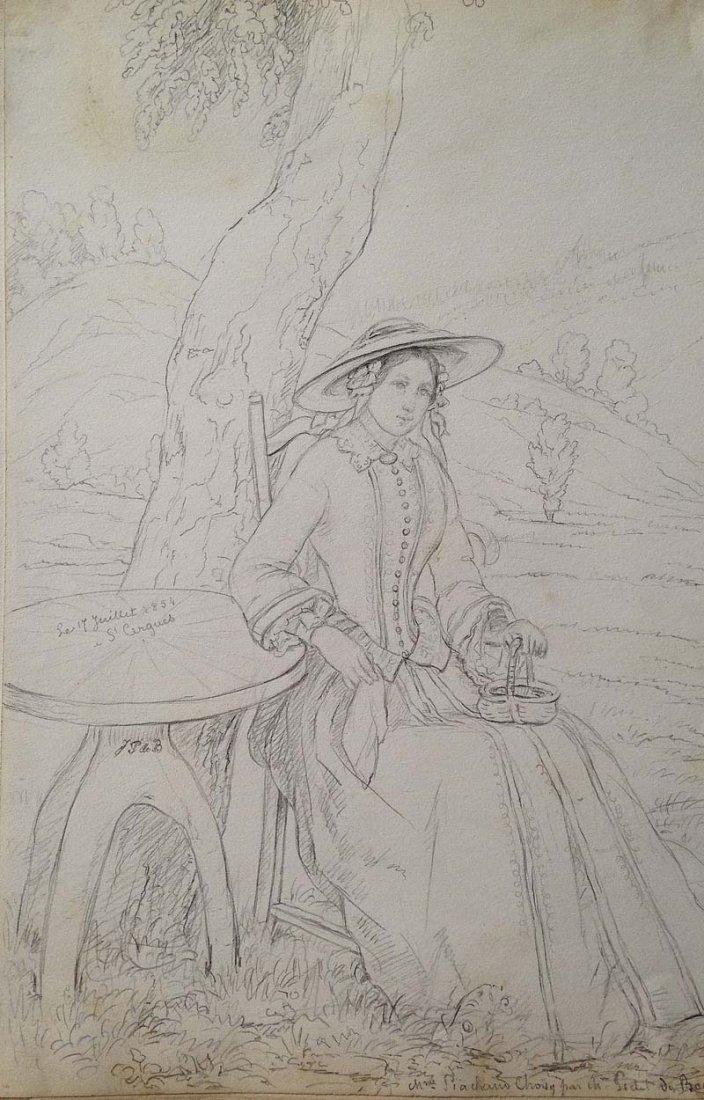PICTET DE BOCK Charles (XIXe). Â Mme Piachaud ChoisyÂ : PICTET DE BOCK Charles (XIXe). Â Mme Piachaud ChoisyÂ Crayon sur papier Annote, identifie, signe et situe Â St Cergues 1854Â 27 x 17 cm.