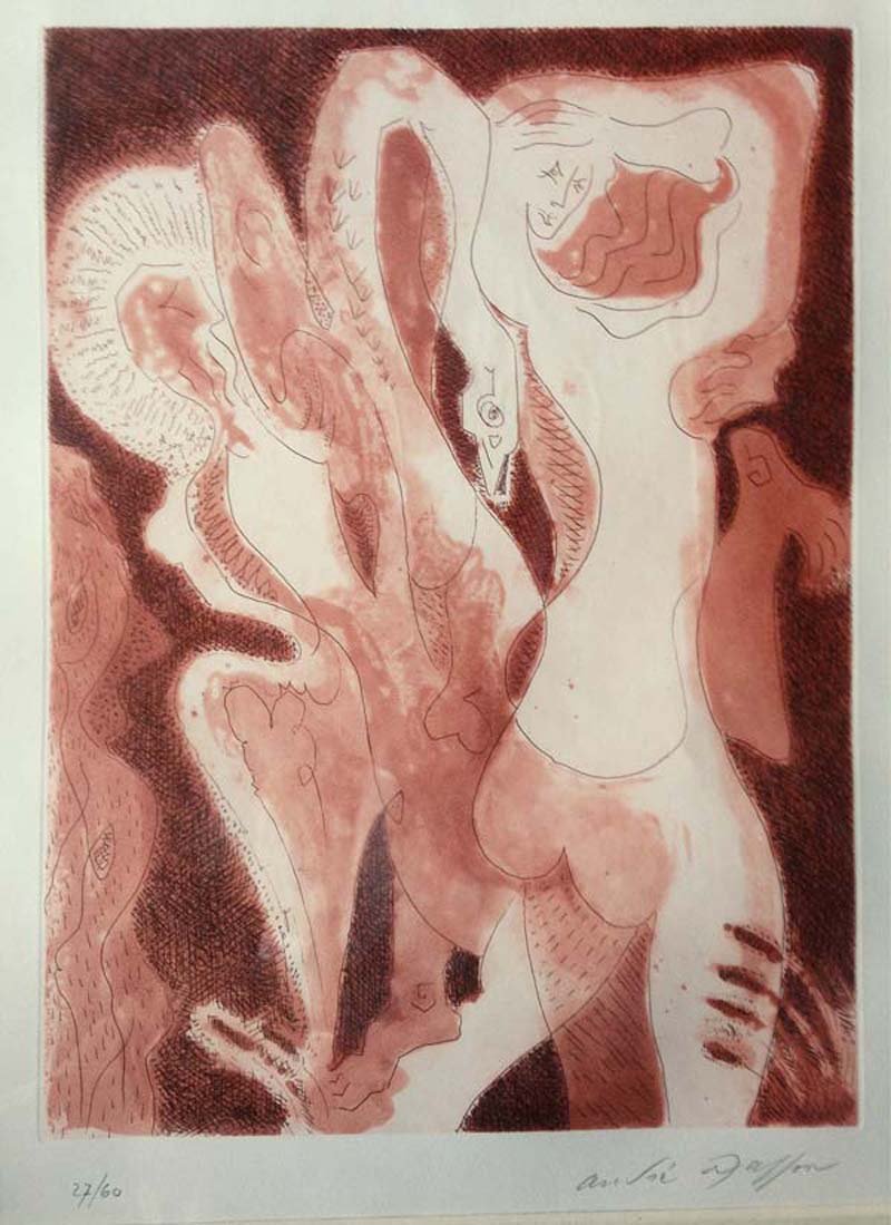 MASSON Andre (1896-1987) . Â Leda et le CygneÂ : MASSON Andre (1896-1987) . Â Leda et le CygneÂ Aquatinte sur papier s/n au crayon 27/60 1972 47 x 33 cm.
