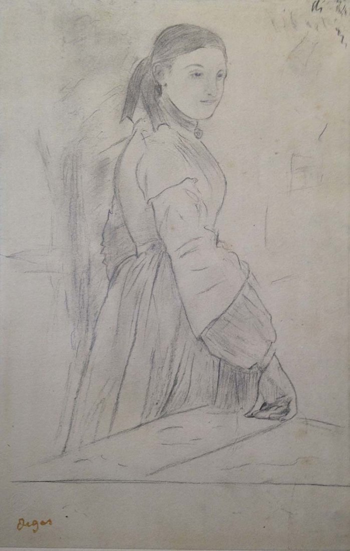 DEGAS Edgar (1834-1917), d'apres. Jeune fille au noeud: DEGAS Edgar (1834-1917), d'apres Jeune fille au noeud Lithographie sur papier, contrecolle sur carton marquise . Exemplaire issu de lâ€™ouvrage Les dessins de Degas, reproduits en facsimile , par