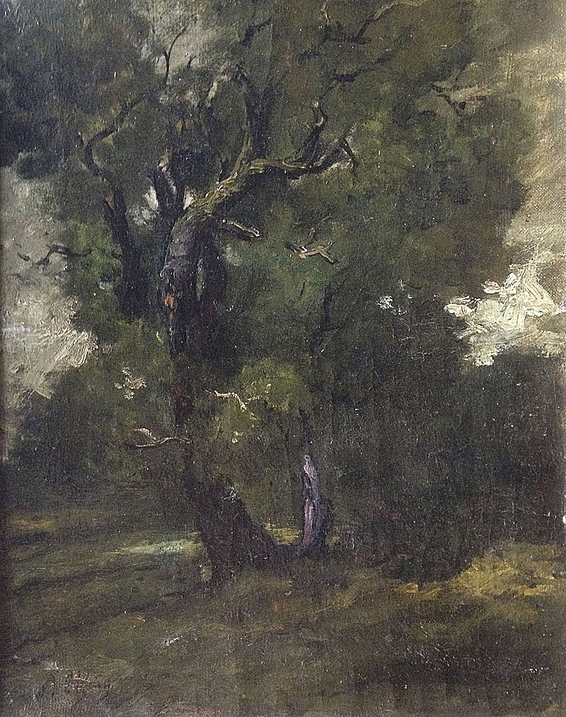 CHAIGNEAU Jean Ferdinand (1830-1906). Sous-bois anime: CHAIGNEAU Jean Ferdinand (1830-1906) Sous-bois anime Huile sur toile sbg, 40,5 x 32,5 cm.
