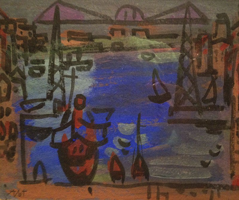 ABT Otto (1903-1982). Le Port: ABT Otto (1903-1982) Le Port Gouache sur carton sbg 23 x 26,5 cm.