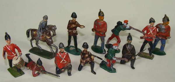 Lot of Vintage Lead Soldiers: Lot of Vintage Lead Soldiers. These figures are not boxed or tied on a card, and have some paint loss.