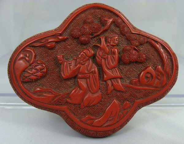 19th Century Chinese Cinnabar Box: Antique Chinese Cinnabar Box. CIrca 19th Century. Great Details. Dimensions: 3 1/8"x 2 1/2" x 1"