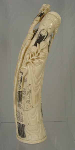 Chinese Carved Ivory Old Man: Chinese Carved Ivory Old Man. 13\ tall without the base. (International shipping IS NOT available on this item. This elephant ivory was imported legally into the United States.)"