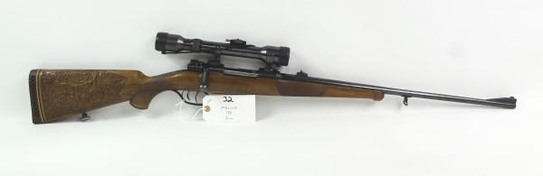 MAUSER 8MM RIFLE: MFR - MAUSER MODEL - 98 SERIAL - 1016 ACTION - BOLT ACTION RIFLE CALIBER/GAUGE - 8 MM 4X81 SCOPE - HEAVILY CARVED RIGHT SIDE OF BUTT STOCK - INLAID BOAR ON LEFT CHEEK PAD - DOUBLE SET TRIGGERS Manufac