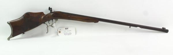 S.G. DAURER SCHUETZEN PARLOR RIFLE: MFR - S. G. DAURER MODEL - SCHUETZEN PARLOR SERIAL - NVSN ACTION - FALLING BLOCK CALIBER/GAUGE - .17? CAL ROSENHEIM - 29.5" OCTAGINAL BARREL - LOADS 8.5" DOWN BARREL FROM MUZZLE ON UNDERSIDE OF BARREL