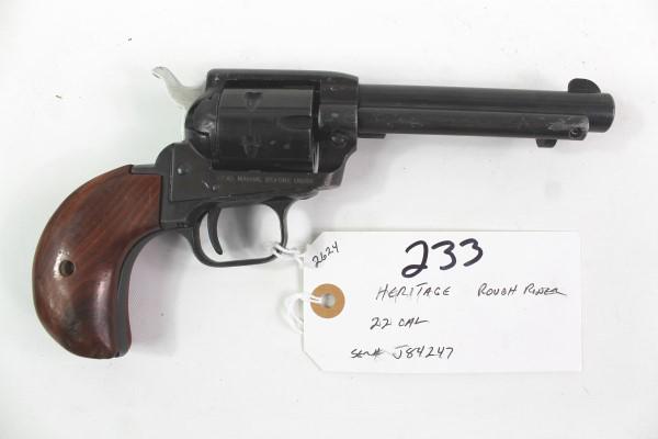 HERITAGE .22 CAL REVOLVER: MFR - HERITAGE MODEL - ROUGH RIDER SERIAL - J84247 ACTION - REVOLVER CALIBER/GAUGE - .22 CAL Manufacturer: HERITAGE Model: ROUGH RIDER Serial #: J84247 Action: REVOLVER Caliber/Gauge: .22 CAL