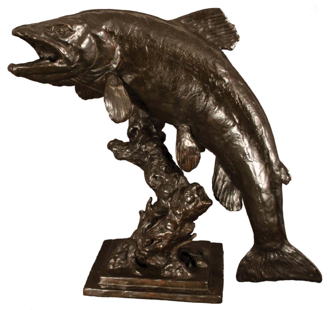 Brown Trout: Bronze by Mike Barlow, 13 x 13 x 7 inches
