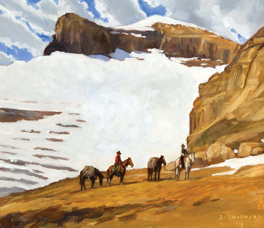 Nearing the Summit: Painting by Dennis Ziemienski, oil, 20 x 24 inches