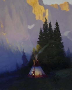 Blackfeet Country: Painting by R. Tom Gilleon, oil, 30 x 24 inches