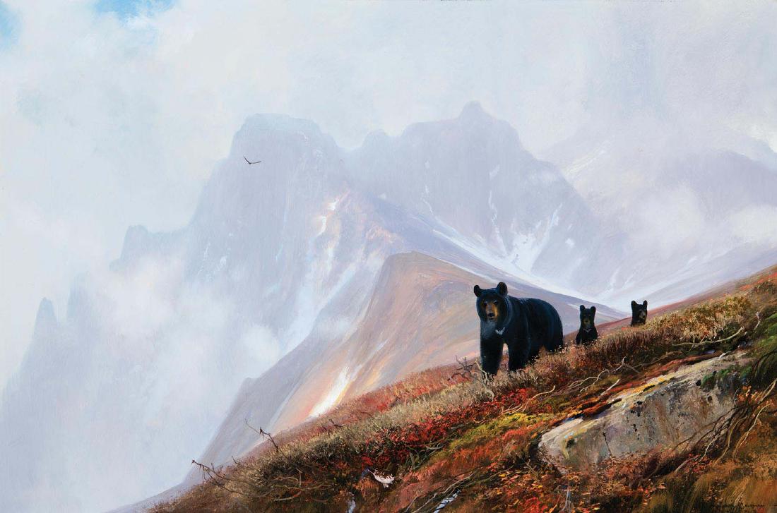 Bears in the High Country: Painting by Michael Coleman, oil, 20 x 30 inches inches