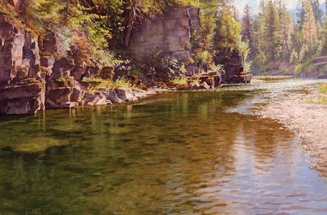 Jay Moore - Montana Waters: Painting by Jay Moore, oil, 24 x 36 inches