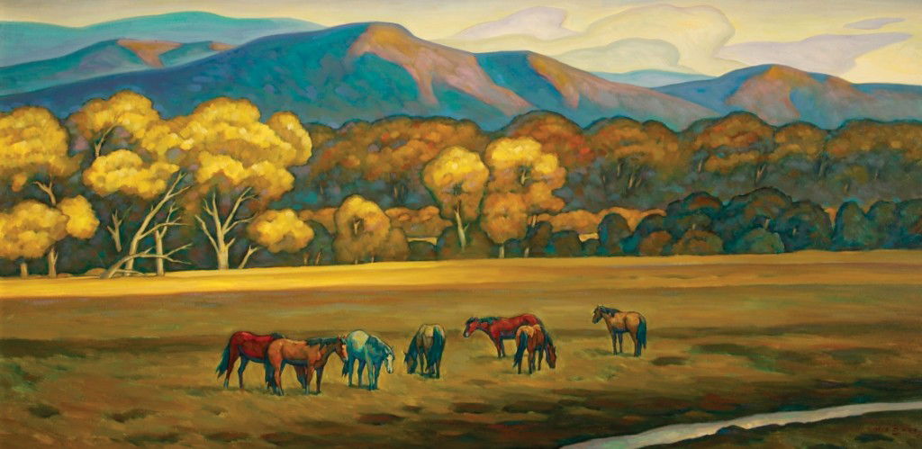 Seven Mares: Artist: Howard Post; Medium: oil; Size: 24 x 48