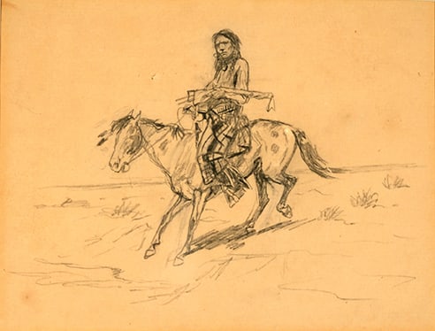 Charles M. Russell (1864-1926) - "Mounted Indian" (1 of 1)
