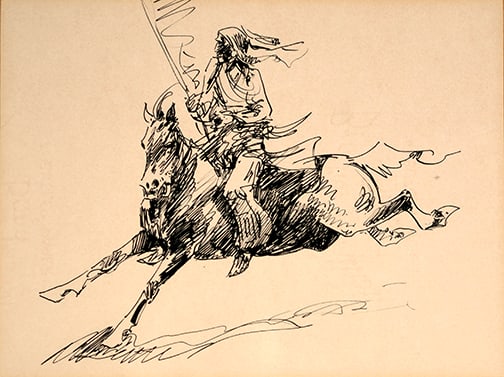 Edward Borein (1872-1945) - "Indian Warrior on Horseback" (1 of 1)