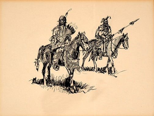Edward Borein (1872-1945) - "Two Braves on Horseback" (1 of 1)