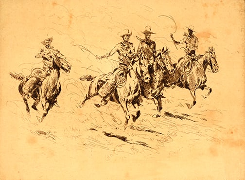 Edward Borein (1872-1945) - "Race to the Wagon, No. 1 (Galvin, 42)" (1 of 1)