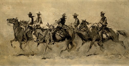 Clayton Summer Price (1874-1950) - "Five Horsemen Were Seen Galloping into Town from the South" (1 of 1)